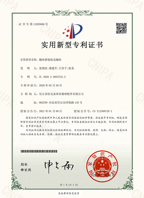 Combination Trampoline Certificate